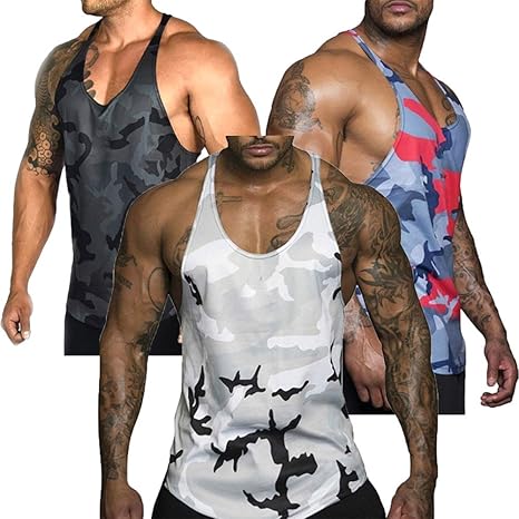Herren Gymnastik Muscle Weste Floral Camouflage Low Cut Bodybuilding-Trägershirt Technischer Stringer Sport Ärmelloses T-Shir