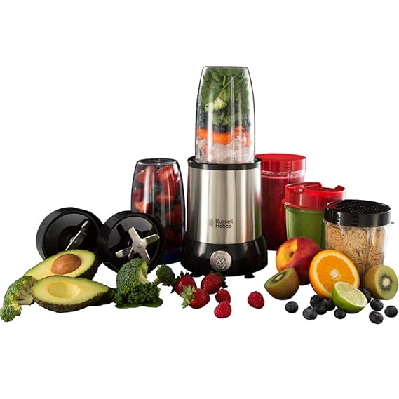 Russell Hobbs 23180-56 Multifunktionsmixer NutriBoost, inkl. 5 BPA-freie Behälter, 0.9 PS-Motor, 22000 U/min, 700 Watt, Edels