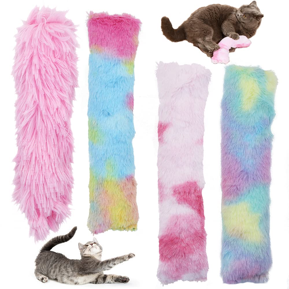 Geluode Cat Toys 4 PCs: Catnip Pillow Toys, Interactive Plush Chew Toys for Kittens, Gradient Color for Indoor Small Pet Cats Teeth Cleaning Playing Game Accessories