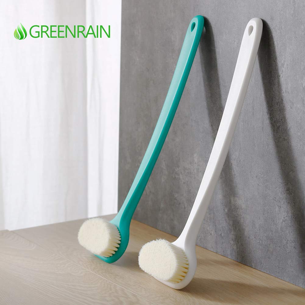 Bath Body Brush with Comfy Bristles Long Handle Gentle Exfoliation Improve Skin's Health and Beauty Wet or Dry Brushing Back Scrubber for Shower (White) : Beauty