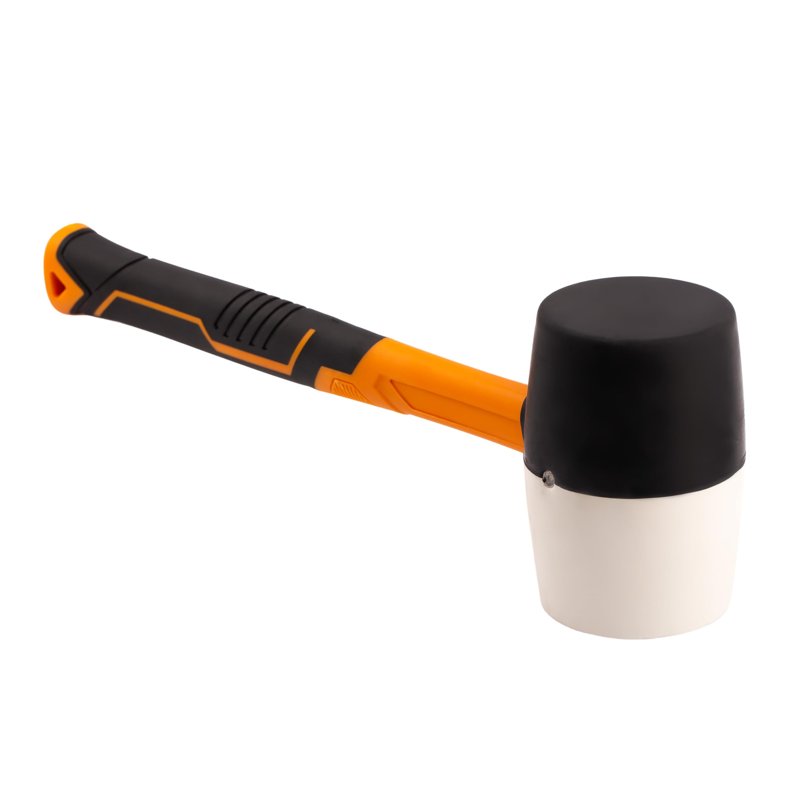 MIVOS Rubber Hammer 900 g (32 oz) - Diameter 70 mm - White Black - Soft Hammer with Non-Slip Fibreglass Handle - Mounting Hammer Double Head - Plaster Hammer with Soft Impact Heads - Camping Hammer