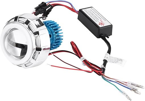 qiilu motocicleta 12 V Alto/Bajo Beam LED Faro proyector lente dual ...