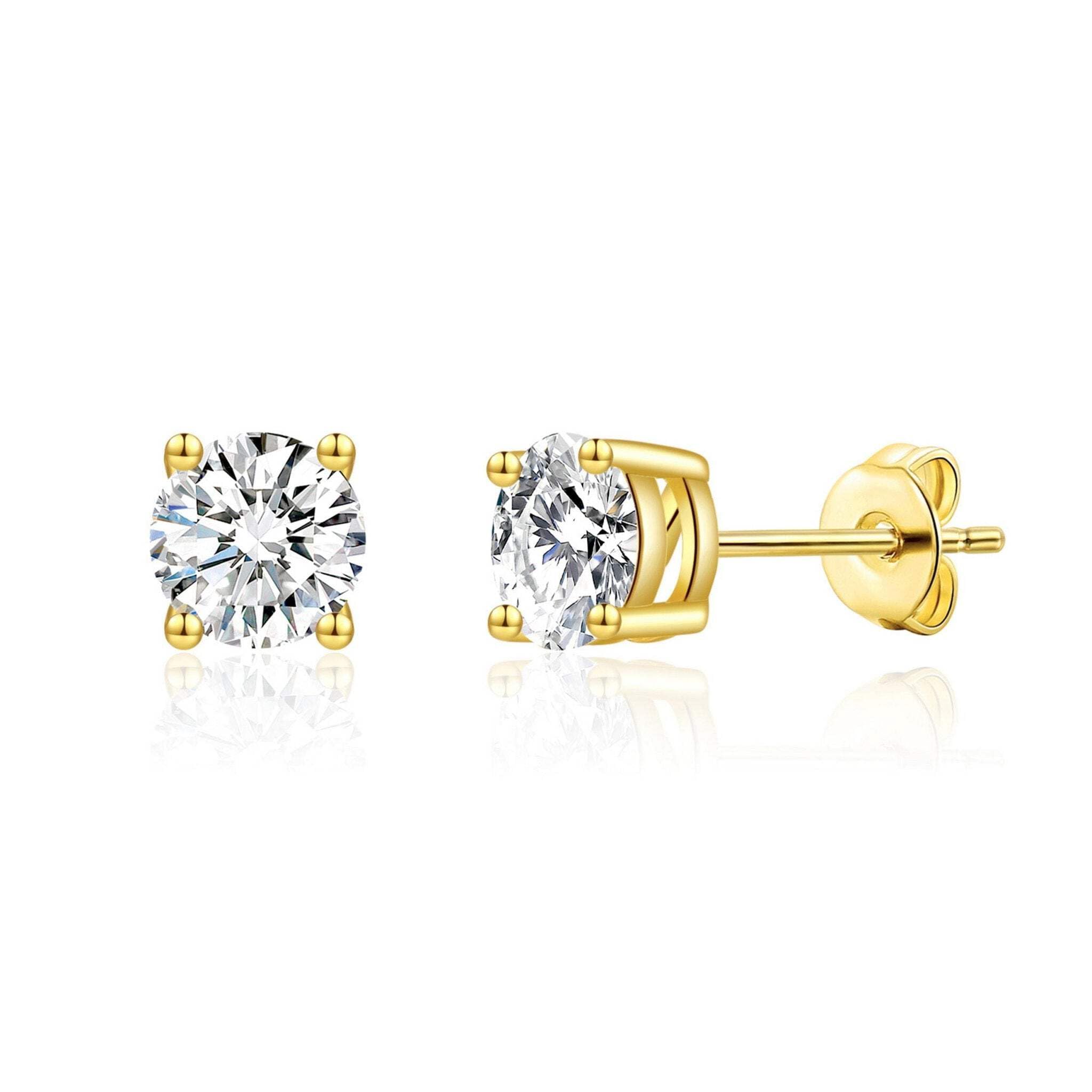 Philip Jones 18k Gold Plated Solitaire Crystal Stud Earrings Created with Zircondia® Crystals
