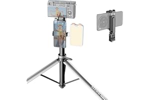 Leekai Aluminum Light Stand with Phone Holder, 83.9''/213cm Adjustable Tripod, Extendable Camera Phone Tripod with 1/4" Screw for Travel, DSLR Camera, Ring Light, Video Rig, Max Load 20 lbs