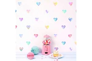 Colorful Heart Wall Decals Watercolor Hearts Wall Stickers Heart Wall Decals for Girls Bedroom Nursery Kids Room Decor