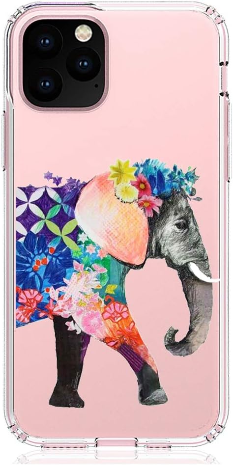 HUIYCUU Compatible with iPhone 11 Pro 5.8" Case, Shockproof Anti-Slip Cute Animal Clear Design Pattern Funny Slim Fit Soft Bumper Girl Women Cover Case for iPhone 11Pro XI Pro 5.8, Colorful Elephant