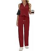 Sixstar Two Piece Sets for Women Summer V Neck Tops Wide Leg Sweatpants Sleeveless Tracksuit Travel Outfits