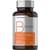 Horbaach B Complex Vitamins for Women and Men | 150 Caplets | With Folic Acid &amp; Vitamin C | Non-GMO &amp; Gluten Free Supplement