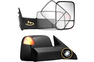 Sanooer Towing Mirrors Power Folding Compatible with 2009-2018 Dodge Ram 1500, 2010-2018 Dodge Ram 2500 3500 with Power Glass