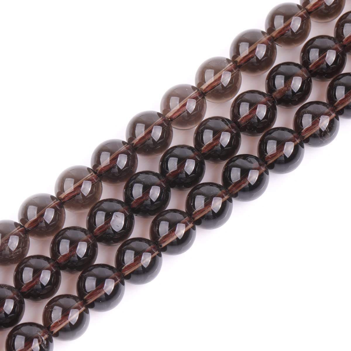 GEM-Inside AB Grade 8mm Smoky Quartz Round Gemstone Semi Precious Loose Beads for Jewellery Making 15''