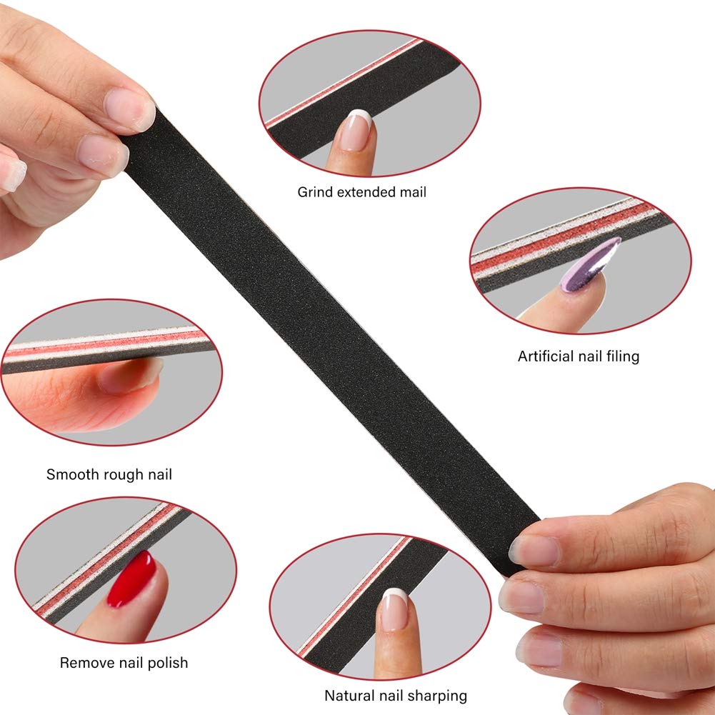 14PCS Nail Files and Buffers Kit Professional Glass Nail Files Manicure Tools Kit Rectangular Art Care Buffer Block Tools 100/180 Grit : Beauty