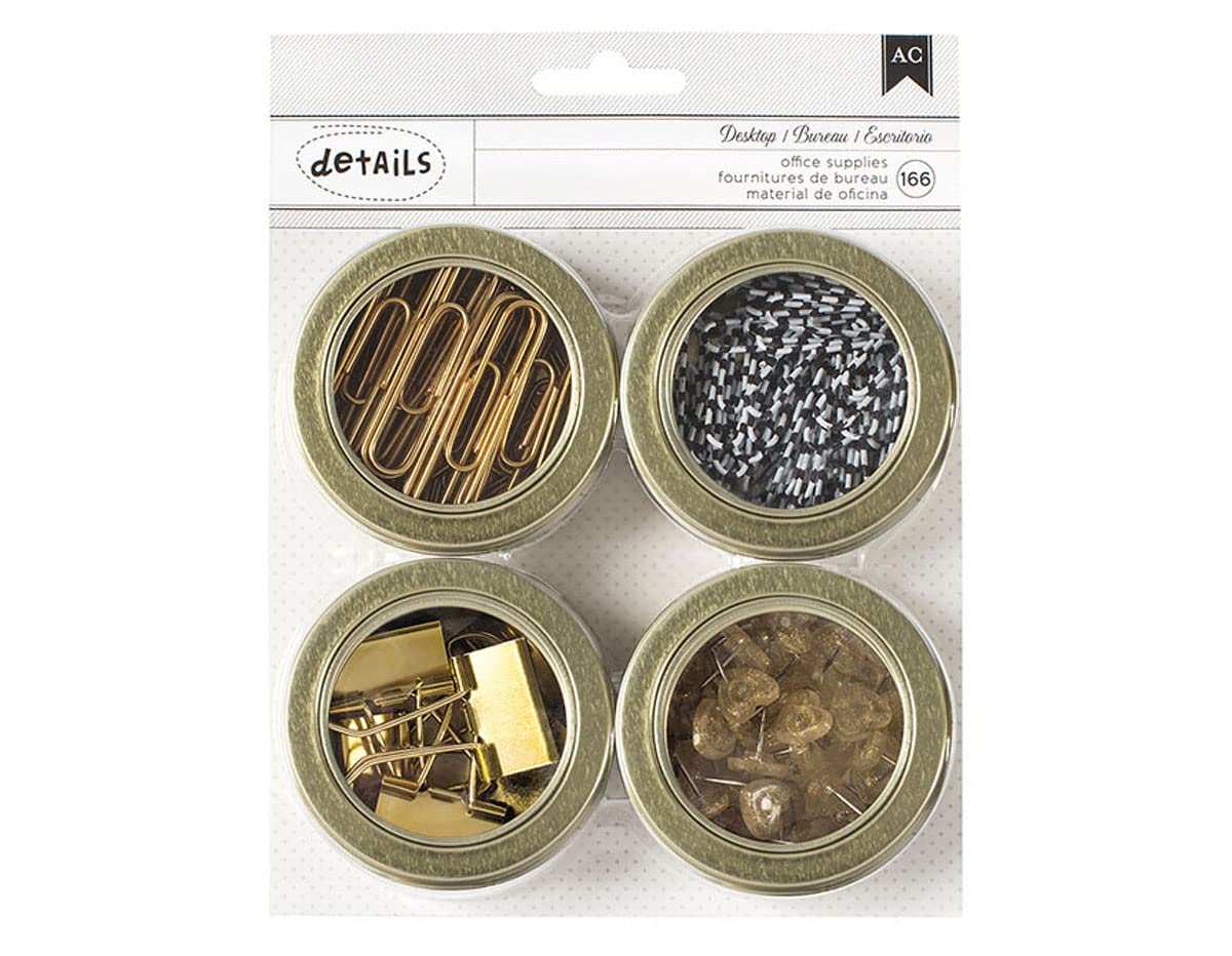 American Crafts Value Pack Magnetic Office Tins 2.5-inch 4/Pkg-Assortment #2, 166/Pkg, Other, Multicoloured, 16.2 x 20.39 x 2.66 cm