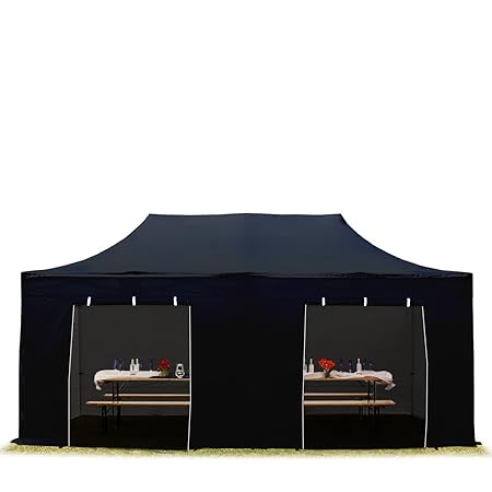 TOOLPORT ALU Pavillon Faltpavillon 4x8m ohne Fenster robust und wasserdicht Professional Partyzelt schwarz
