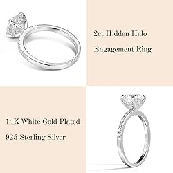 SMILEST 2ct Round Engagement Rings for Women, 14K