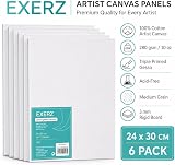 EXERZ 24x30cm Canvas Panels 6pcs 3mm 280GSM 100% Cotton Triple Primed view 3