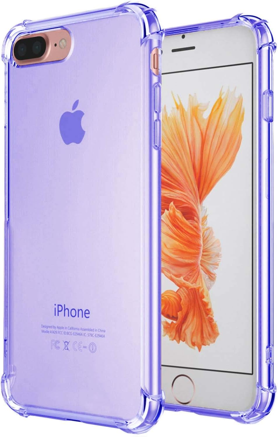 Compatible with iPhone 8 Plus Case, iPhone 7 Plus Case, iEugen Crystal Clear Shock Absorption Technology Bumper Soft TPU Cover Case for iPhone 7 Plus/iPhone 8 Plus (2017) - Clear (Blue)
