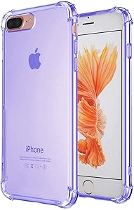 Compatible with iPhone 8 Plus Case, iPhone 7 Plus Case, iEugen Crystal Clear Shock Absorption Technology Bumper Soft TPU Cover Case for iPhone 7 Plus/iPhone 8 Plus (2017) - Clear (Blue)
