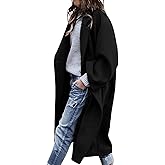 Bnycuml Women's Winter Wool Coat Notch Lapel Single Breasted Casual Mid Long Pea Trench Coat