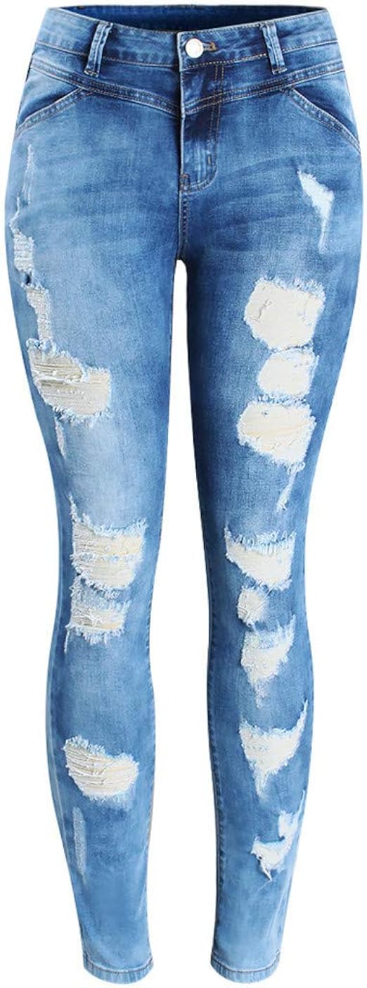 Plus Size Neue Art und Weise mittlere Taillen Ripped Stretch dünne HosenJeans für Frauen Echten