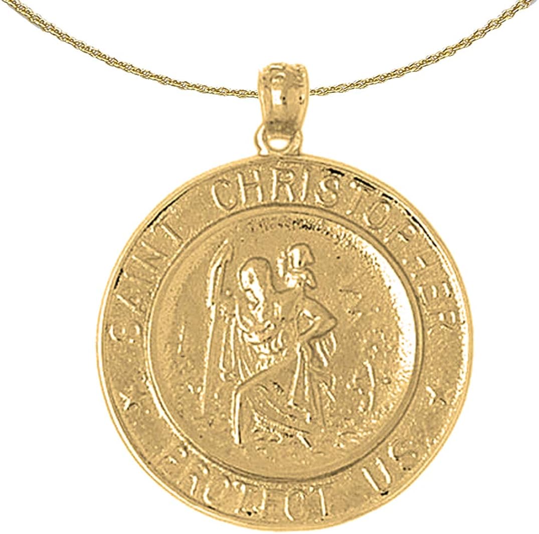 Jewels Obsession Silver St. Christopher Necklace 14K