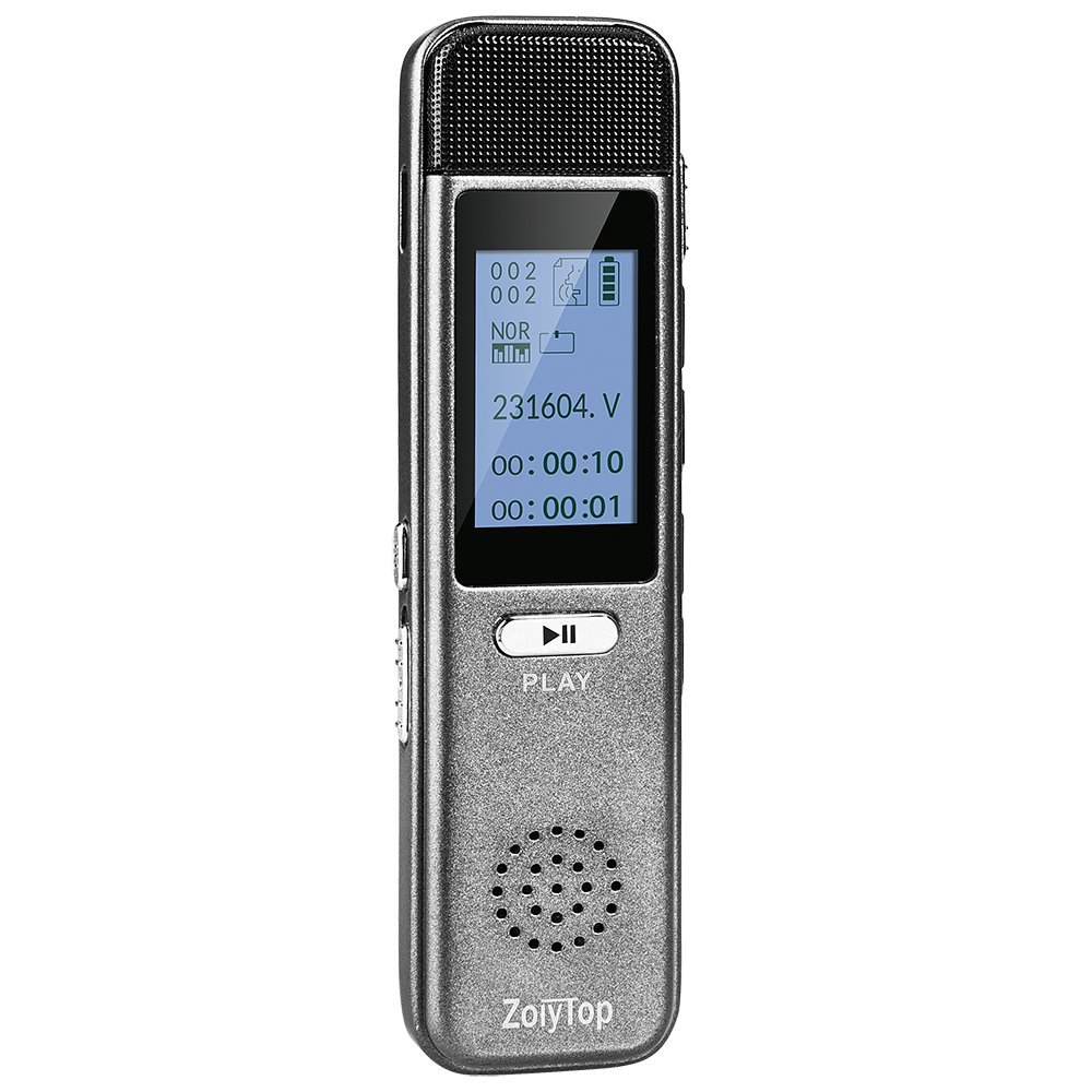 Digital Voice Recorder, ZoiyTop 8GB 3072Kbps Sound Audio Recorder Dictaphone,Double Microphone HD Recording,Premium Quality Metal Casing,Noise Cancelling, MP3 Player
