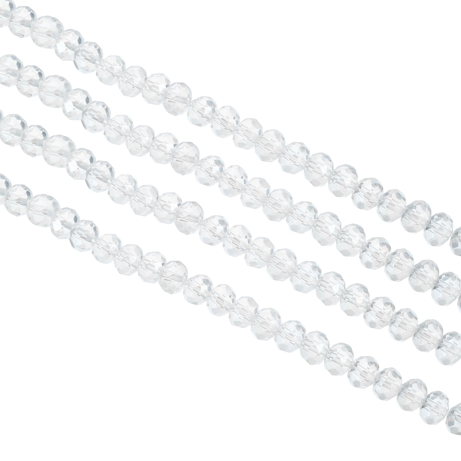 PATIKIL 8 mm Briolette Rondelle Glass Beads, 340Pcs/5Strands Small Round Faceted Crystal Bead for Jewelry Making Earrings Bracelets Necklaces Rings DIY, White — image 1