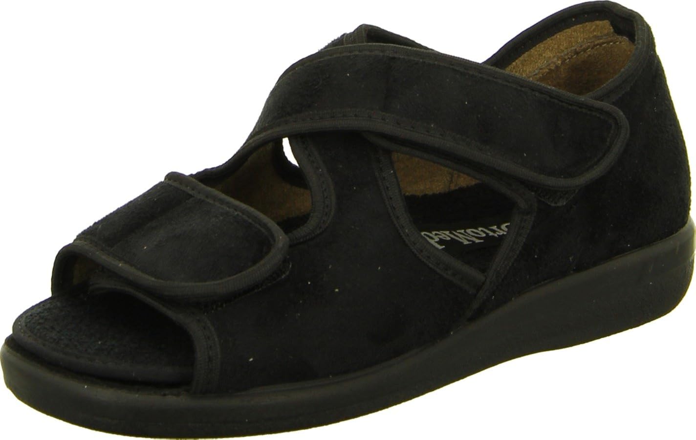 AEHO Pantofole Postoperatorie Per Anziani E Diabetici – Scarpe Regolabili Con Strappo, Leggere, Suola Antiscivolo, Soletta Memory Foam Rimovibile, Nero, Taglia 41/255mm