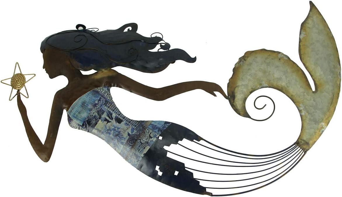 Distinctive Designs Distressed Metal Art Toille Bodice Mermaid and Star Wall Sculpture