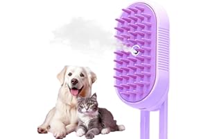 BELIEONU Cat Steam Brush, Rechargeable Steamy Pet Grooming Brush For Shedding, Silicone Water Spray Massage Brush, Cat Hair Removal Brush Self Cleaning Brush Steamer Wet Cat Spa Brush Cat Comb (Purple)