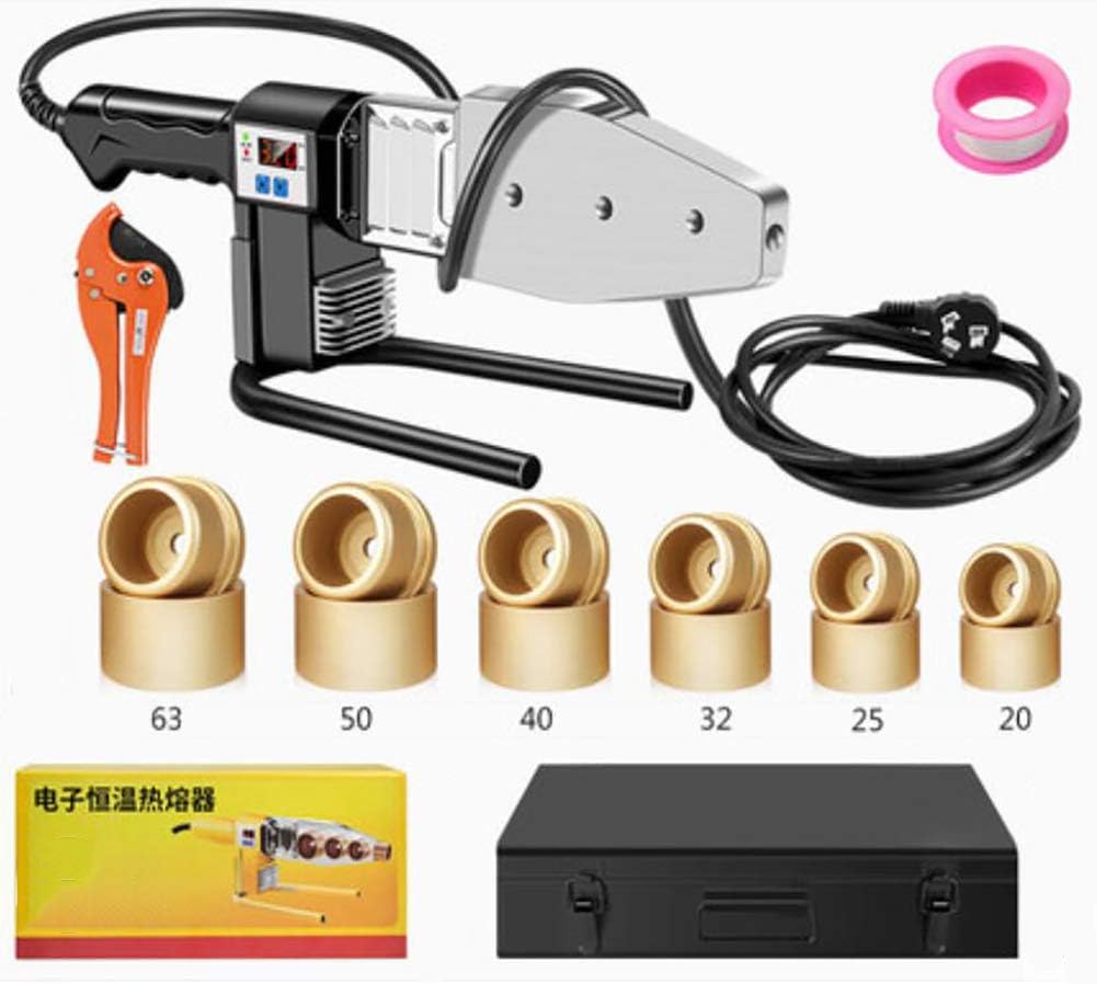 1000w Plastic Pipe Welder, 220v/50hz,20-63mm, Dual Heat Dissipation, Anti-Burn Cable, Polyfusor Adjustable Temperature Kit for PP-R/PE/PB,63B
