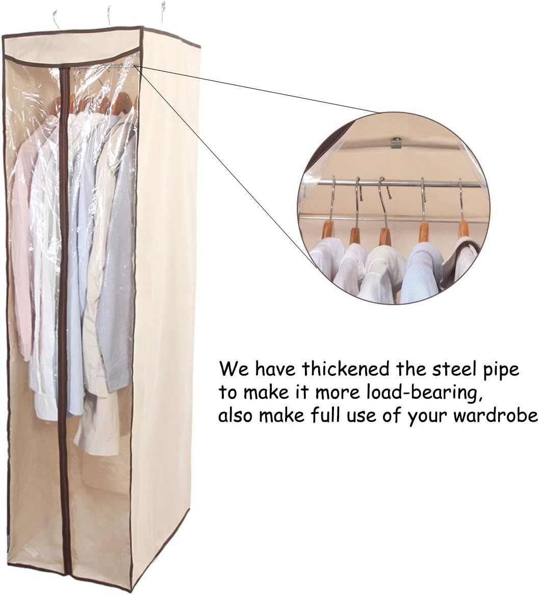 STORAGE MANIAC 2-Pack Hanging Garment Bag for Dresses, Suits, Uniforms, Zipper Cover with Clear Window: Furniture & Decor