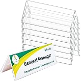 Kamehame Name Plate for Desk 8 Pack 8.45"x3", Clear Acrylic Office Name Tent Holders, Double-Sided Name Plates Display Stand for Conference Business Training Event Classroom Store