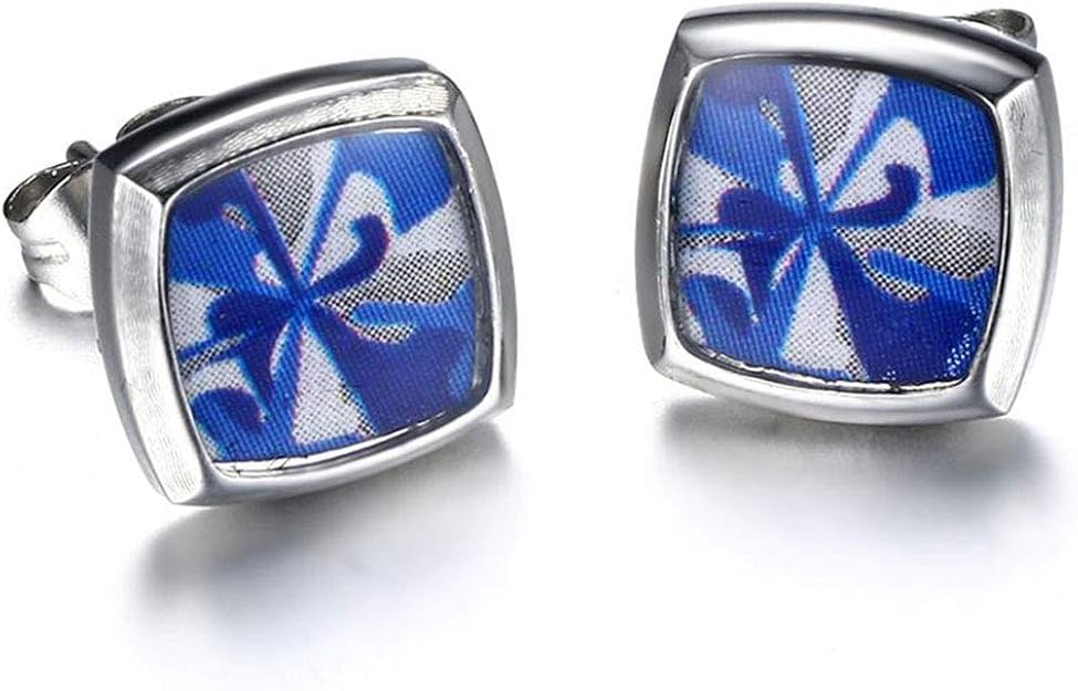 Amazon Rockyu ジュエリー 人気ブランド ピアス メンズ レディース シンプル シルバー ステンレス 四角 スクエア 迷彩 スタッド ピアス 仕上げ アレルギー ヨーロピアン 成人式 ギフト ピアス 通販