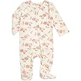 aden + anais Snuggle Knit Baby Girl Long Sleeve Zipper, One-Piece Footed Sleeper, Rosettes, 0-3M