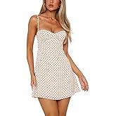 Sexy Polka Dot Dress for Women Butterfly Collar Open Back A Line Sleeveless Mini Cami Dress for Clubwear Party