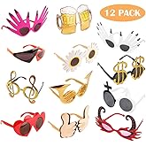 TD.IVES Funny Glasses Party Sunglasses Costume Sunglasses Masks,12 Pack Cool Shaped Funny Party Glasses,Photo Booth Props Eyeglasses
