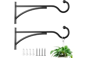 11 Inch 2 Pack Outdoor Plant Hanging Hooks for Wall:Metal Bracket for Hanging Baskets, Bird Feeders, Wind Chimes, Flower Bask