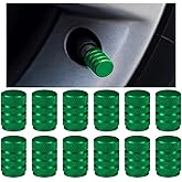 FALVFUN Car Tire Valve Stem Caps, 12PCS Aluminum Corrision Resistant Dustproof Vehicle Tyre Valve Stem Cover, Leak-Proof Auto Wheel Air Caps, Universal for Trucks Motorcycles Sedans (Green)