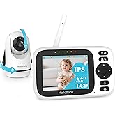 HelloBaby Baby Monitor No WiFi,Video Baby Monitors with Camera and Audio,3.2'' IPS Screen, Remote Pan-Tilt-Zoom Baby Camera M