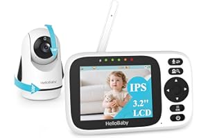 HelloBaby Baby Monitor No WiFi,Video Baby Monitors with Camera and Audio,3.2'' IPS Screen, Remote Pan-Tilt-Zoom Baby Camera M