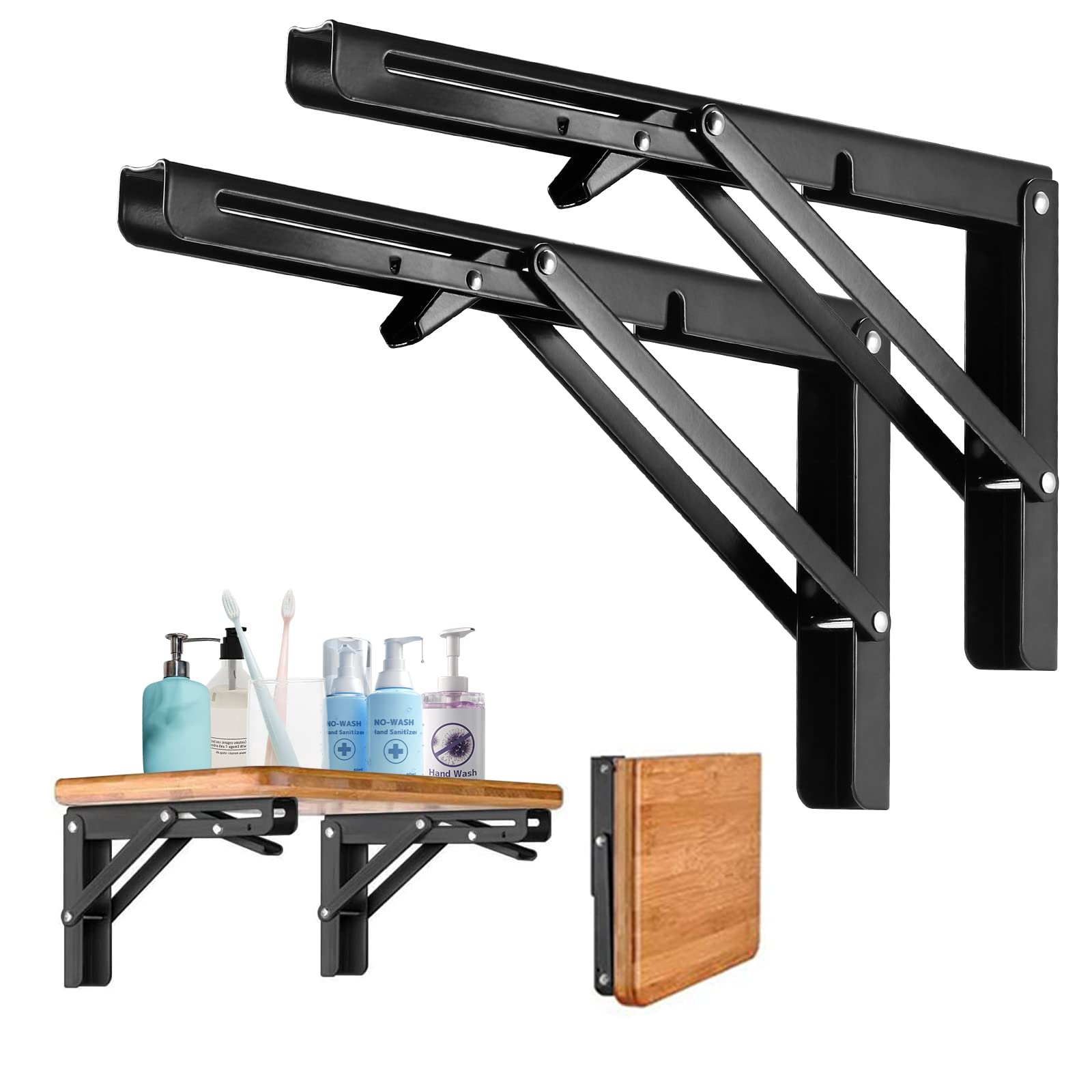 LYCXAMES Folding Console Heavy Duty 300 mm Pack of 2 Wall Brackets Made of Cold Rolled Steel Table Folding Shelf Brackets Bookshelf Shelf Clips Folding Brackets
