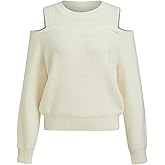 CIDER Womens Knit Sweater Cold Shoulder Long Going Out Casual Sleeve Pullover Top