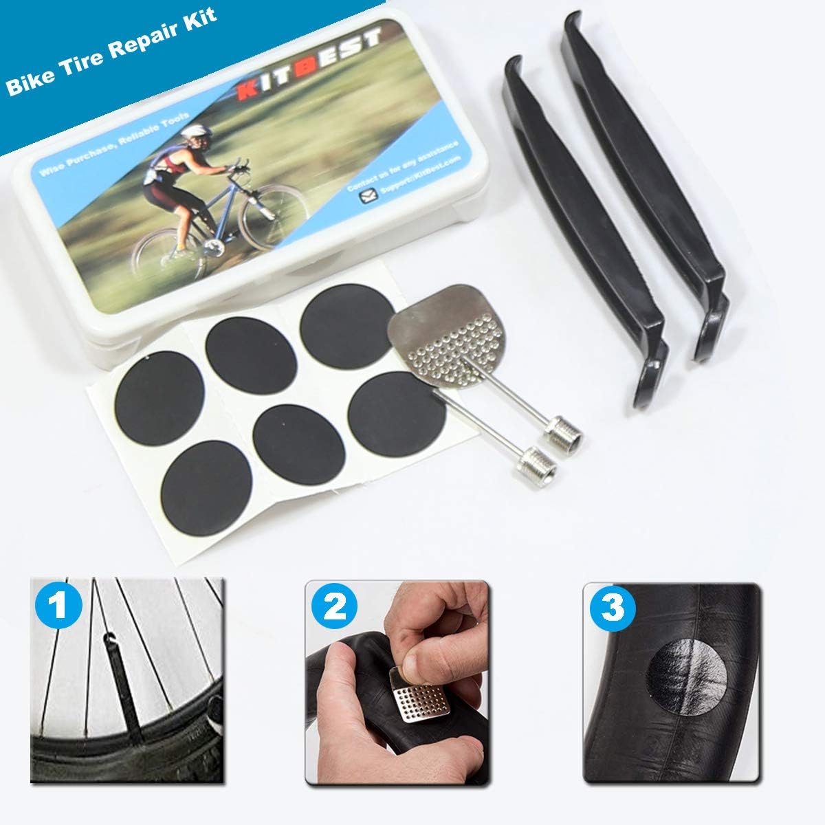 Kitbest Bike Repair Tool Kit. Bicycle Tire Pump, Tire Puncture Repair Kit, Bike Multi Tool Set, Glueless Tire Patches, Bicycle Tire Lever and Portable Bike Bag. Emergency All in One Bike Tool : Sports & Outdoors