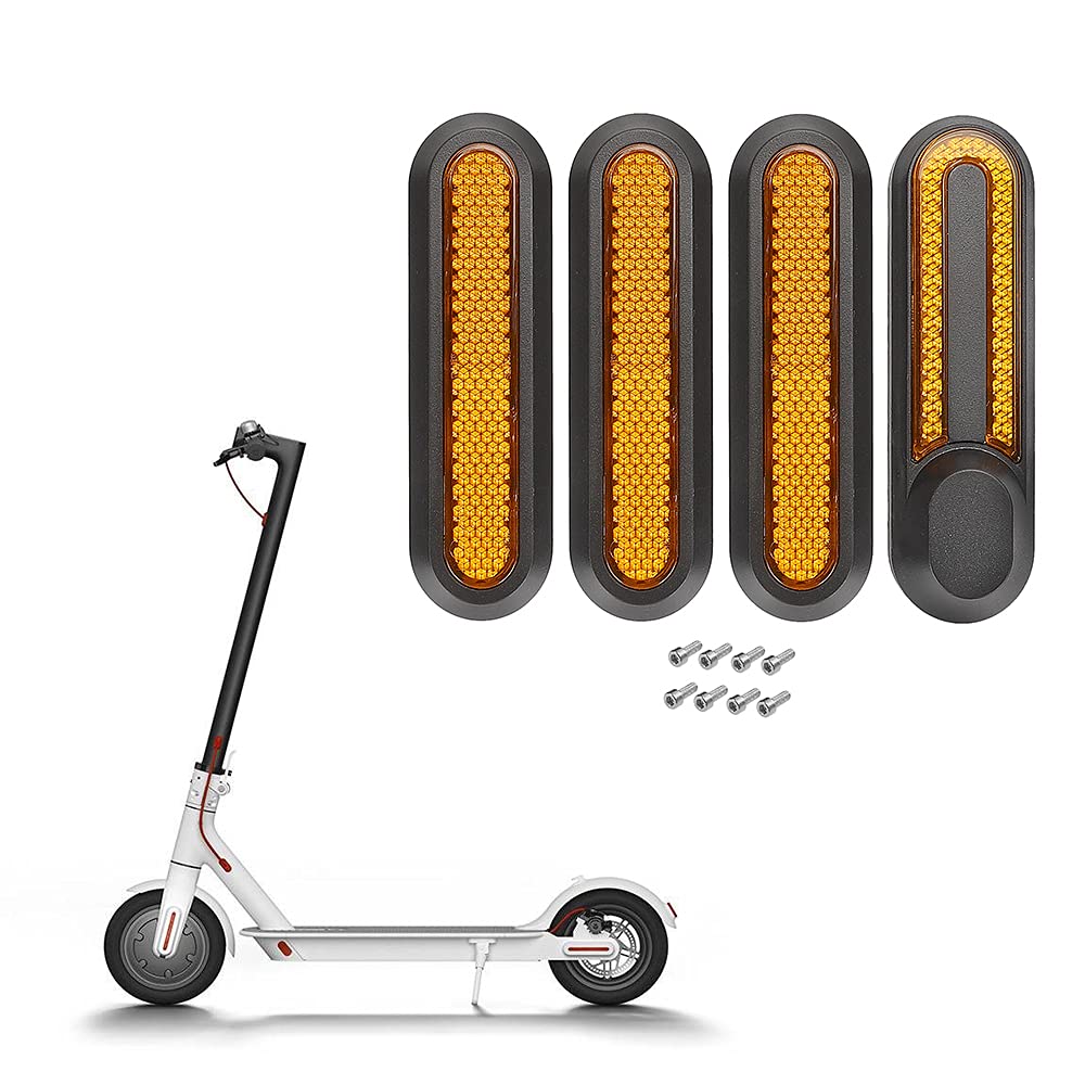Fututech 4 x Reflective Decorative Cover for Xiaomi M365 Pro Pro2 1S Scooter Reflective Strips on Front and Rear Wheels Accessories Kit Electric Scooter (Yellow)