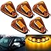 5pcs Amber Lens Amber LED Cab Roof Marker Lights, KOMAS Roof Top Lamp Clearance Running Light Replacement for Truck SUV Ford 1999-2016 E/F Super Duty (Amber Lens & Amber LED)