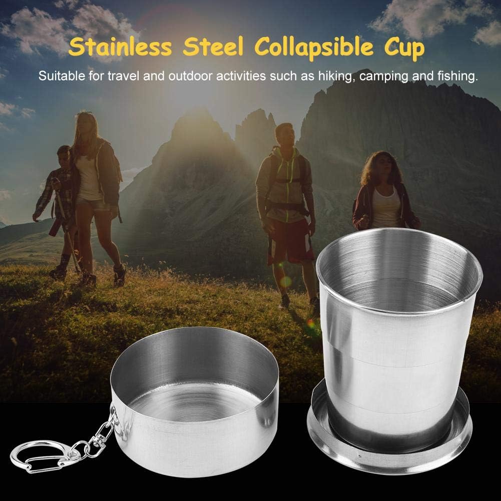 HERCHR 5.28Oz Stainless Steel Collapsible Travel Cup,Collapsible Metal Travel Folding Cup Telescopic Mug,Outdoor Telescopic Mug Hiking Bottle Water Container - Image 3