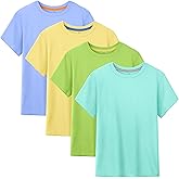 HoeVou 4 Pack Boys Shirts Short Sleeve Cotton Shirts for Boys Summer Tshirts Kids Basic T-Shirts Unisex Tees Top Clothes