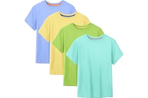 HoeVou 4 Pack Boys Shirts Short Sleeve Cotton Shirts for Boys Summer Tshirts Kids Basic T-Shirts Unisex Tees Top Clothes