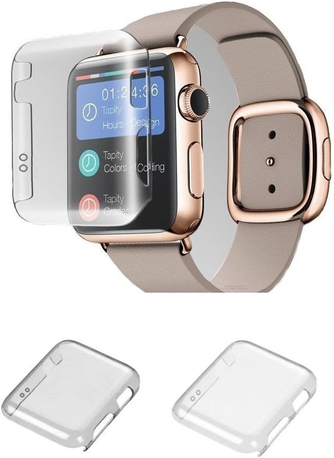 Apple Watch Series 2 38mm Case, Monoy Slim Clear Cover PC Hard Screen Protector for iWatch Series 2 38mm - Clear Plus Grey- 2 Piece