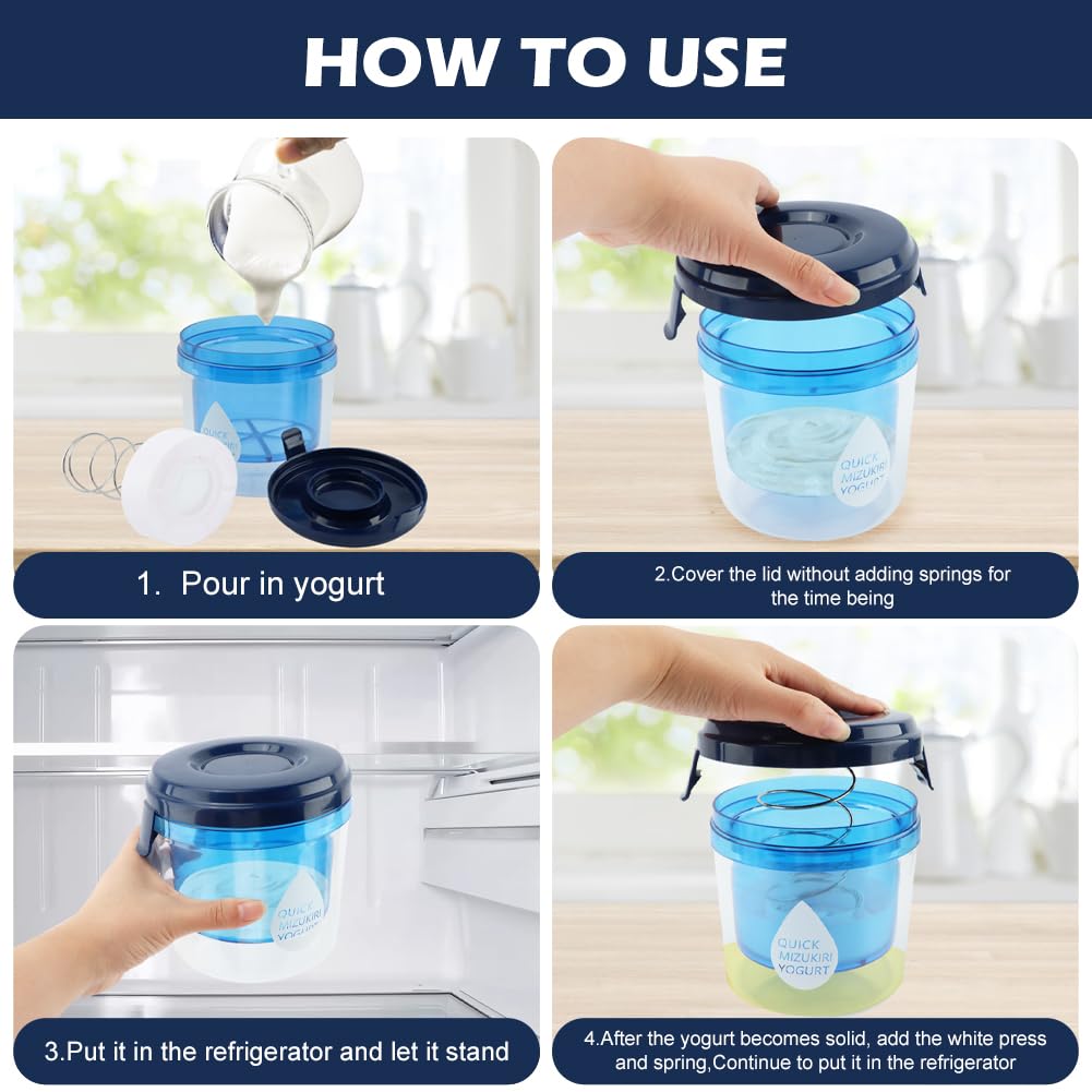 Greek Yogurt Strainer with Lid, Reusable Yogurt Filter with Ultra Fine Mesh Yogurt Strainer to Makes small batches of Thick Creamy Greek or Coconut Yogurt Cheese, Soy Milk(blue)